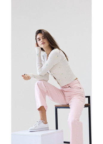 Жіночі прямі джинси з високою талією Н&М (10255) 34 Розові H&M - (258744226)