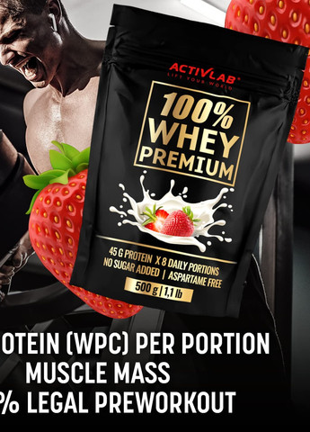 Протеин 100% Whey Premium 500 g (Strawberry) ActivLab (258482497)