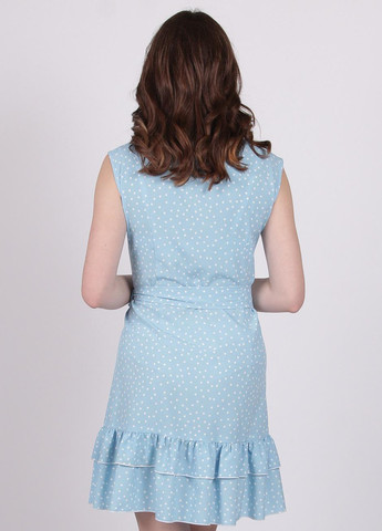 Голубое кэжуал платье женское 439 горох белый софт голубое Актуаль