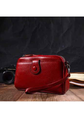 Яскрава сумка-клатч у стильному дизайні з натуральної шкіри 22125 Червона Vintage (260360840)