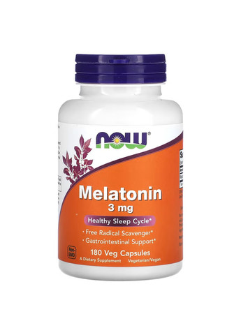 Мелатонін Melatonin 3мг - 180 вег.капсул Now Foods (278006782)