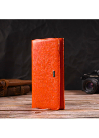 Большой женский кошелек из натуральной зернистой кожи 21710 Оранжевый Canpellini (259815816)