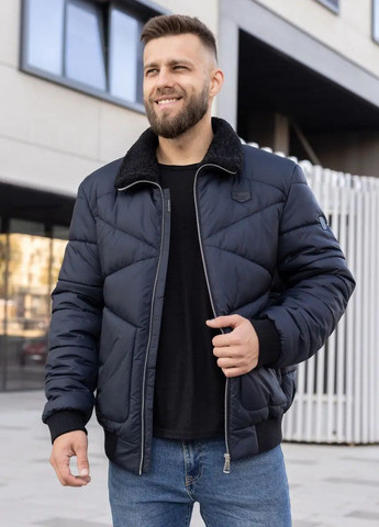 Темно-синяя зимняя мужская куртка большого размера зимняя SK