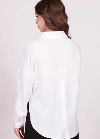 Біла демісезонна блузка - сорочка жіноча 9742 однотонний жатка біла Актуаль