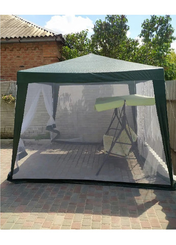 Садовый тент шатер беседка павильон с москитной сеткой с молнией для дачи сада кемпинга 300х300 см 6 кг (474141-Prob) Зелёный Unbranded (257431277)