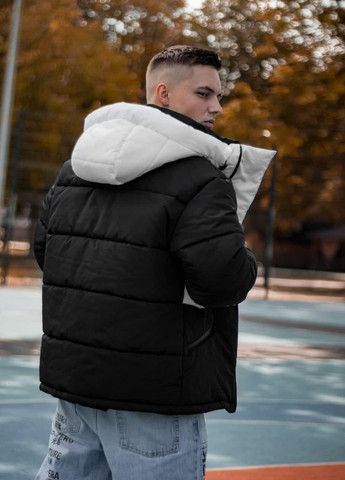 Черно-белая зимняя зимняя мужская куртка No Brand