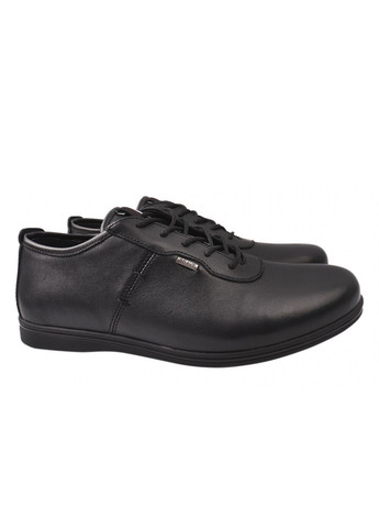 Черные кроссовки мужские из натуральной кожи, на низком ходу, на шнуровке, черные, украина Brave 168-20/21DTC