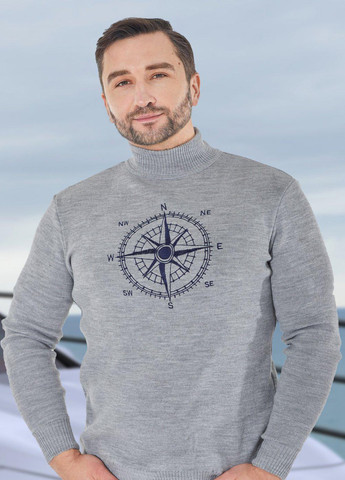 Серый светри чоловічий светр із вишивкою (110552) Lemanta