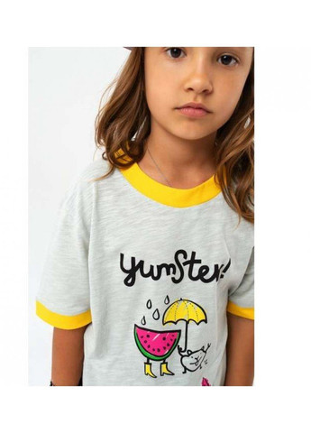 Серая летняя футболка для девочки Yumster Yellow