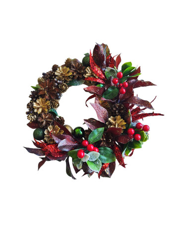Різдвяний вінок з натуральними шишками бордового кольору Ksenija Vitali (263063892)