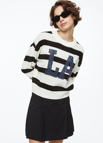 Комбинированный демисезонный свитер с длинными рукавами H&M