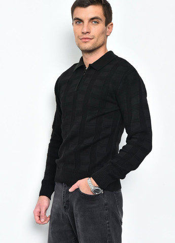 Черный демисезонный свитер мужской черного цвета акриловый пуловер Let's Shop