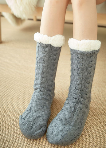 Шкарпетки жіночі високі махра універсальні / теплі зимові махрові носки жіночі Еко хутро Розмір 35-40 9183 Сірий 68968 DobraMAMA (266824742)