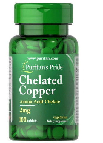 Puritan's Pride Copper Chelate 2 mg 100 Tabs Puritans Pride (256722259)