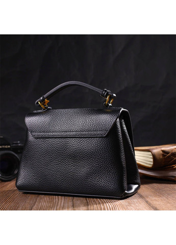 Жіноча стильна сумка з натуральної шкіри 22074 Чорна Vintage (260360886)