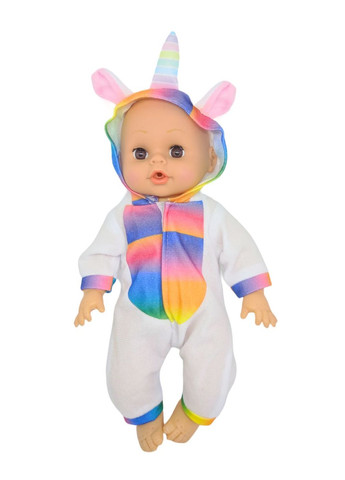 Пупс кукла говорящая плачущая смеющаяся в костюме единорог 29,5 см Little baby с бутылочкой No Brand (277365847)