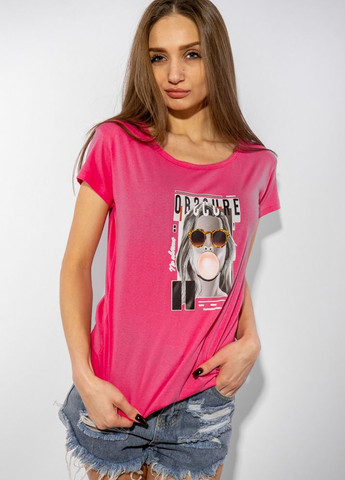 Малинова літня жіноча футболка з принтом obscure (малиновий) Time of Style