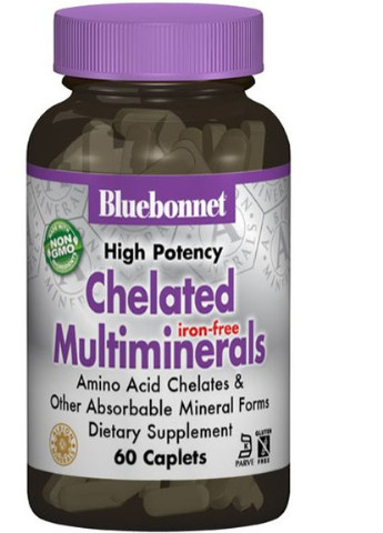 Chelated Multiminerals, Iron Free 60 Caplets BLB0206 Bluebonnet Nutrition (256724441)