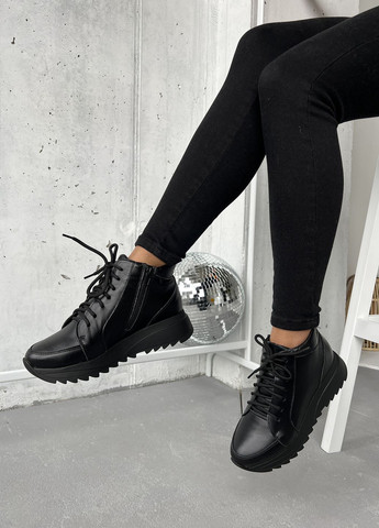Черные демисезонные комфортные и стильные демисезонные кроссовки из натуральной кожи InFashion Кросівки