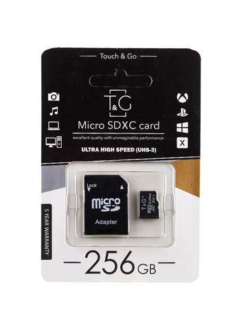 Карта памяти microSDXC (UHS-3) 256 GB class 10 (с адаптером) T&G (261333530)