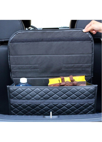 Органайзер короб бокс сумка з кришкою на липучці ручкою в багажник машину автомобіль екошкіра 50х25х15 см (475971-Prob) Чорний Unbranded (275332308)