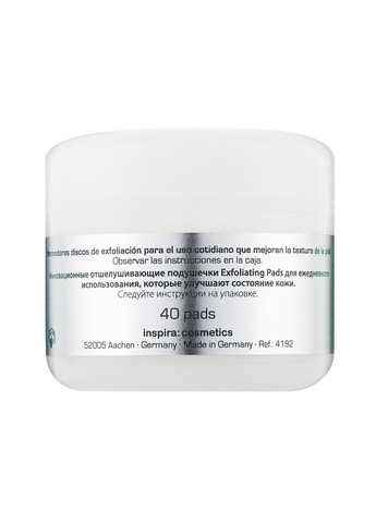 Очищаючі диски-спонжі для обличчя з AHA-кислотами Inspira Med 40 шт Inspira:cosmetics (269237868)