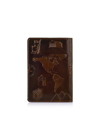 Шкіряна обкладинка на паспорт HiArt PC-01 7 Wonders of the World оливкова Оливковий Hi Art (268371501)