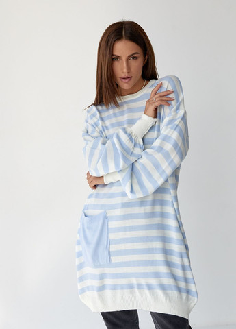 Жіноча туніка в смужку з кишенею - блакитний Lurex (262810212)