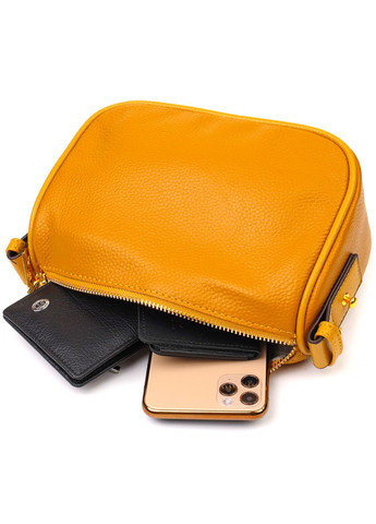 Красивая сумка на плечо кросс-боди из натуральной кожи 22100 Желтая Vintage (260360876)
