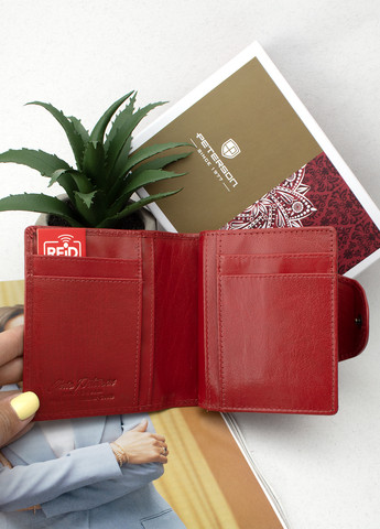 Жіночий шкіряний гаманець PTN 2517-BO маленький червоний на застібці Peterson (259316441)