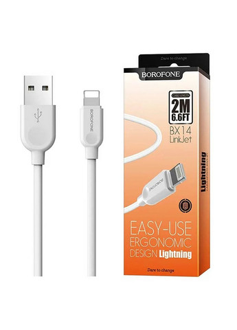 Кабель BX14 USB to Lightning 2m цвет белый ЦБ-00220478 Borofone (259786513)