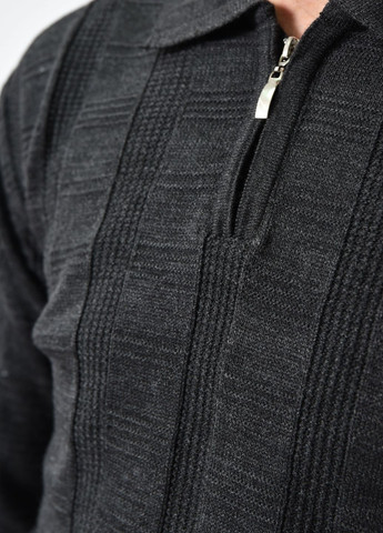 Темно-сірий демісезонний светр чоловічий темно-сірого кольору акриловий пуловер Let's Shop