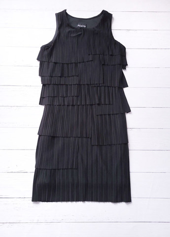 Черное вечернее платье женское плиссе без рукавов однотонное плиссированное No Brand однотонное