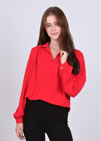Красная демисезонная блузка женская 052 однотонный софт красная Актуаль