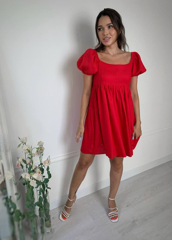 Червона жіноча сукня льон No Brand