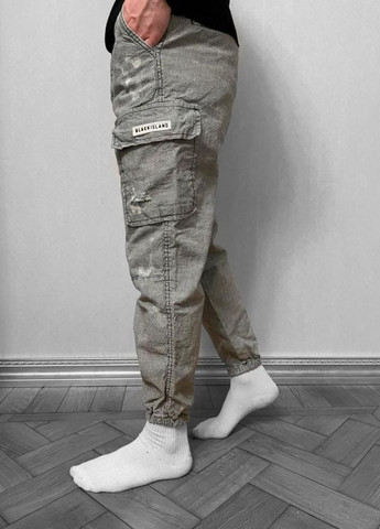 Світло-сірі чоловічі джинси карго на манжетах No Brand (262088743)