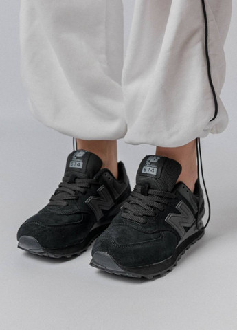 Чорні осінні кросівки жіночі, вьетнам New Balance 574 Premium All Black