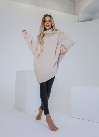 Молочный зимний базовый тёплый женский свитер под горло из турецкой вязки, качественный молочный свитер No Brand р-1557-0101 5