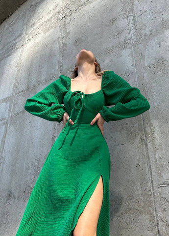 Зелена кежуал жіноча сукня муслін No Brand