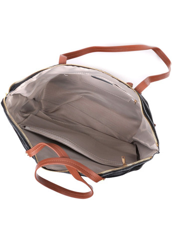 Удивительная двухцветная женская сумка из натуральной кожи 22303 Черный Vintage (276461837)