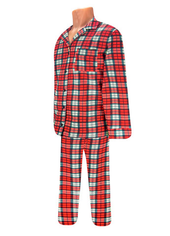 Червона всесезон піжама на ґудзиках клітинка начос рубашка + брюки Жемчужина стилей 1323