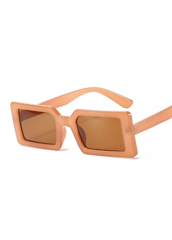 Солнцезащитные очки прямоугольные в широкой оправе Бежевый No Brand (257763067)