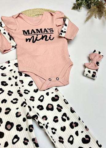 Светло-розовый демисезонный костюм 3-ка для девочек в рубчик "mamas mini" Murat baby