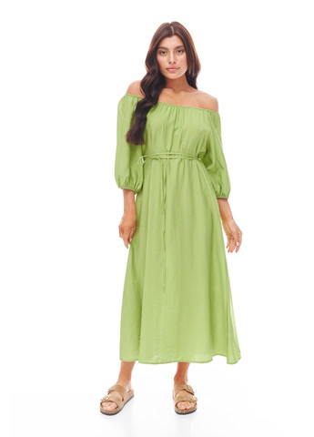 Зеленое платье длины миди. цвет - яблоко Oona