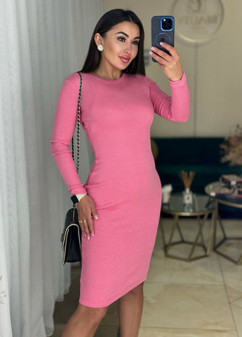 Розовое повседневный платье ангоровое в рубчик LeVi
