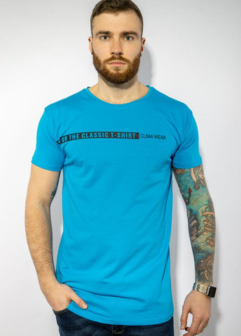 Блакитна футболка з написом на грудях (блакитний) Time of Style