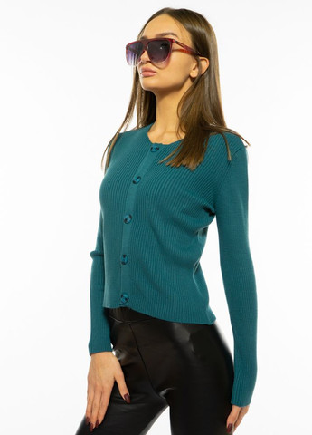 Темно-бірюзовий демісезонний светр жіночий з ґудзиками (темно-бірюзовий) Time of Style