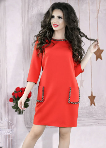 Красное сукнi норма вільна сукня з перлинами (ут000049212) Lemanta
