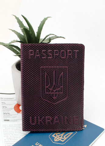 Обкладинка на паспорт шкіряна "Герб" бордова HandyCover (261406852)