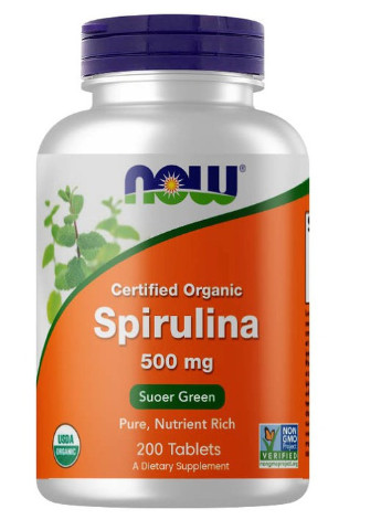 Spirulina Certified Organic 500 mg 200 Tabs Now Foods (256724026)